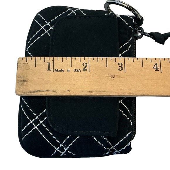 Vera Bradley‎ Black Quilted Coin Purse Keychain Key Ring Wallet Small Pouch - Picture 6 of 11